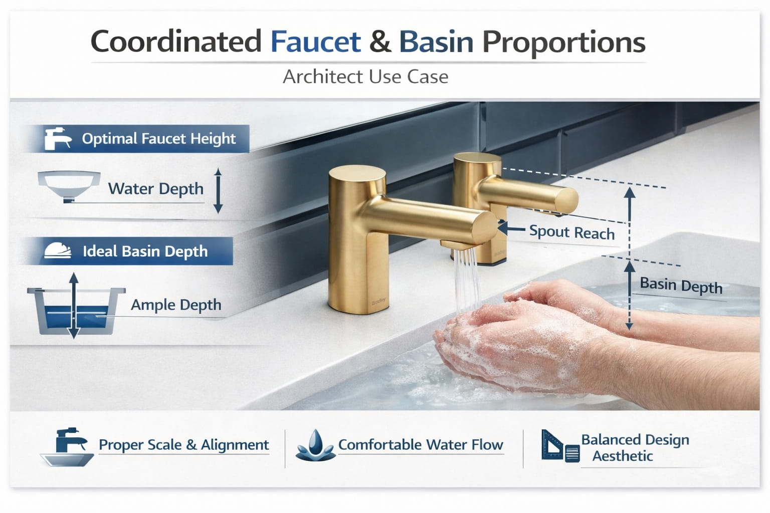 Architect use case image showing coordinated faucet and basin proportions