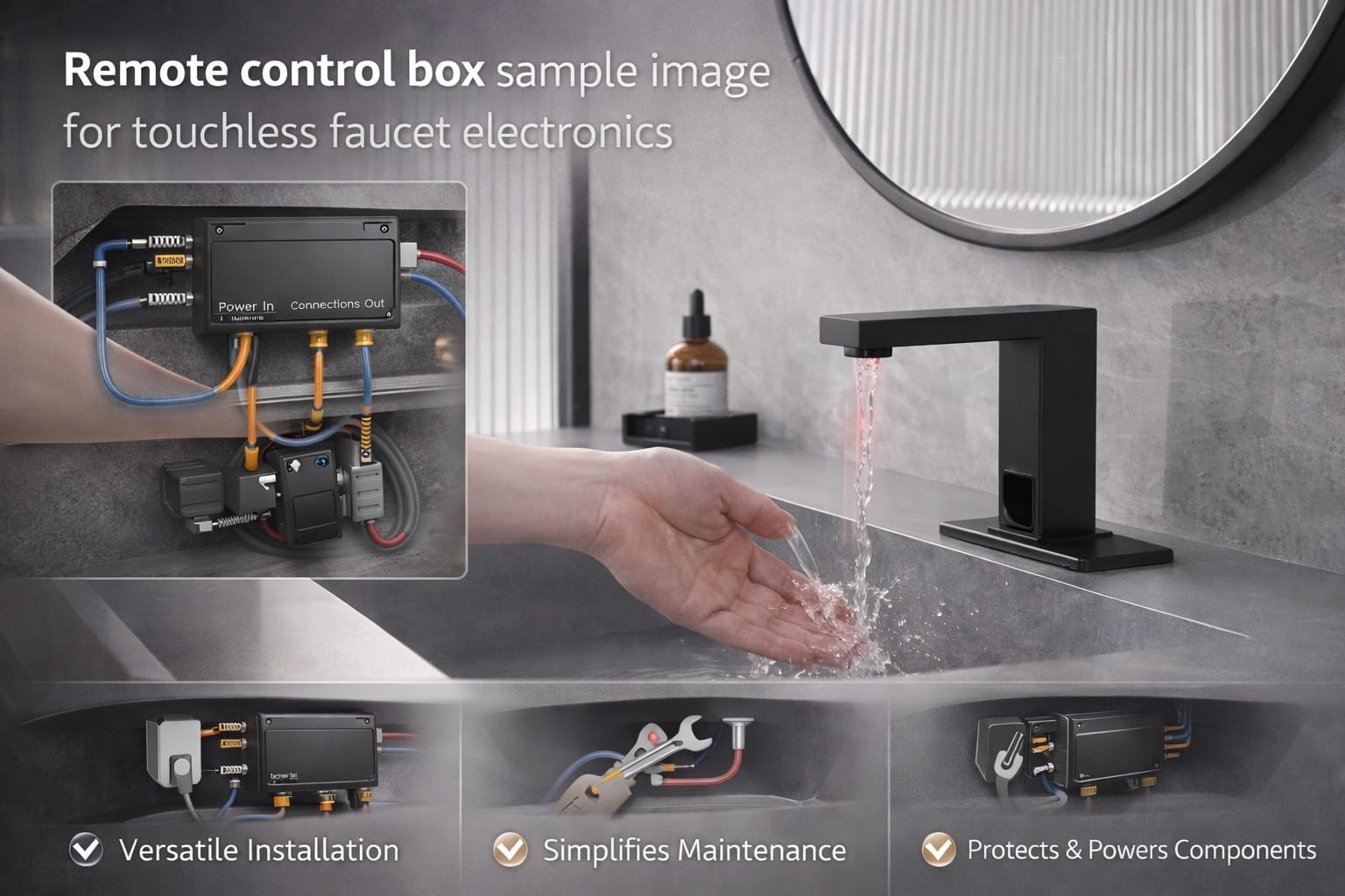 Remote control box sample image for touchless faucet electronics