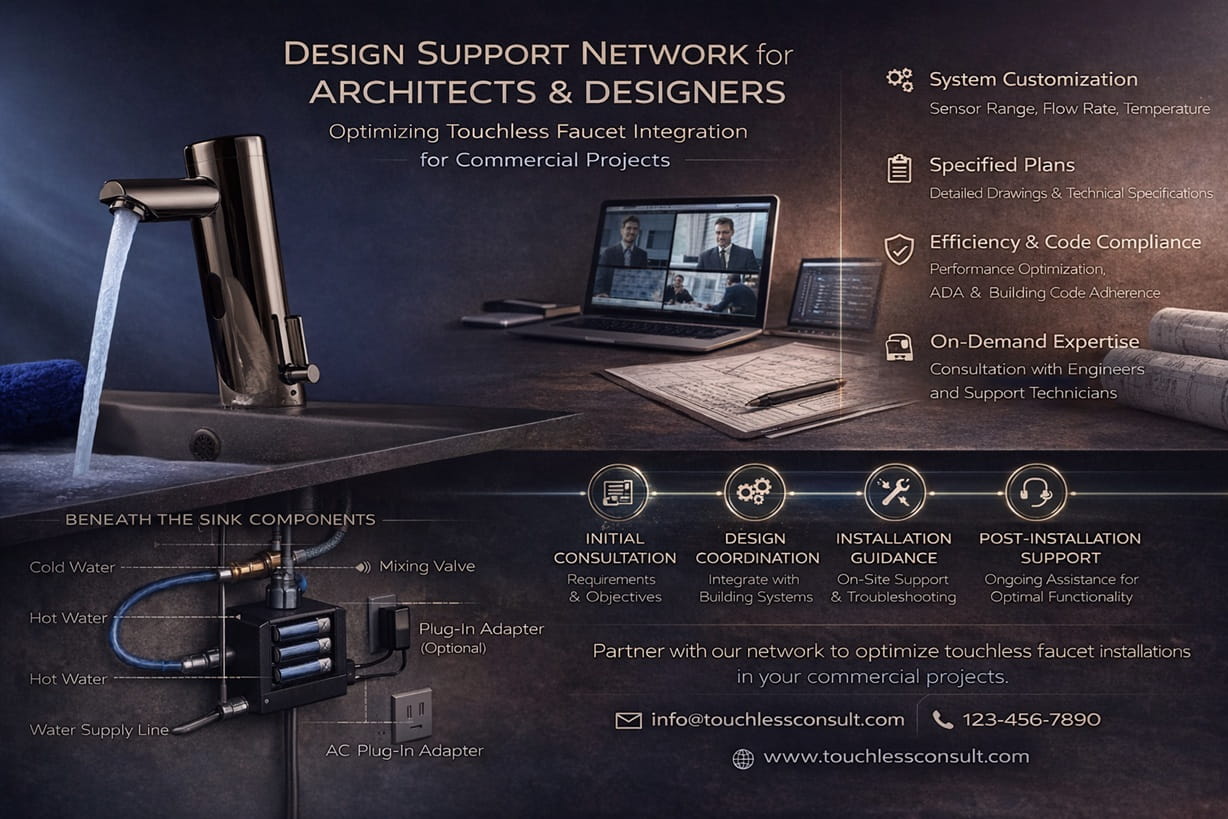 Design support network visual for architects and designers working on commercial projects