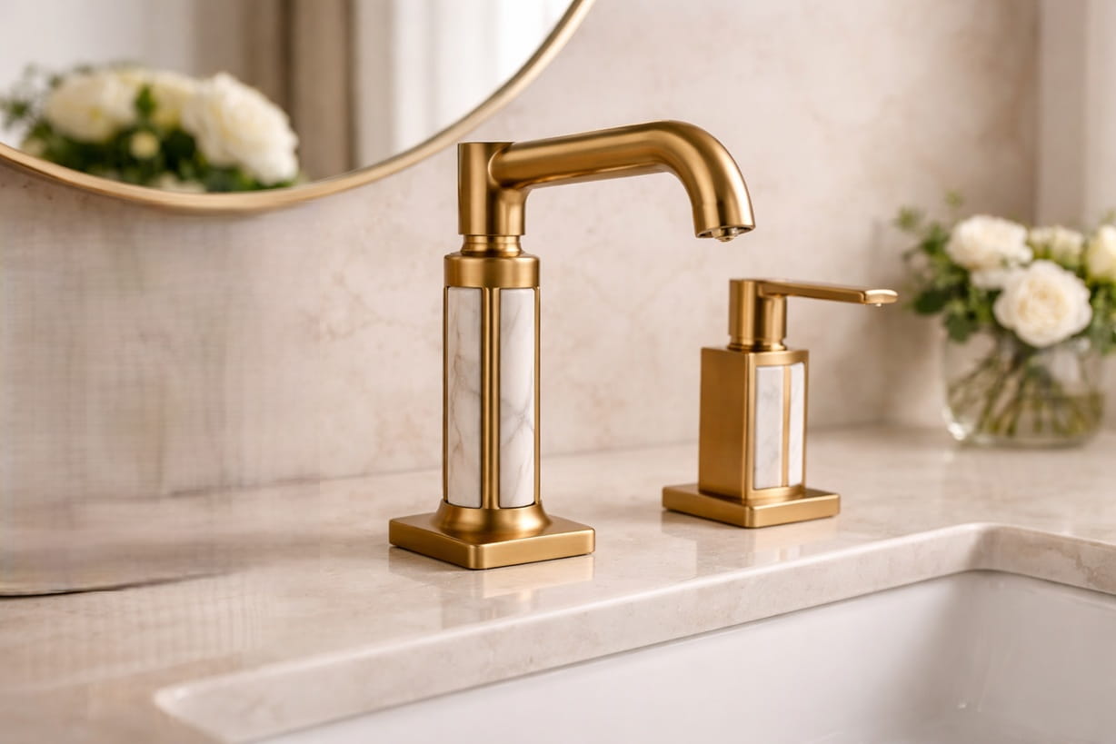 Facility maintenance technician servicing touchless faucet components