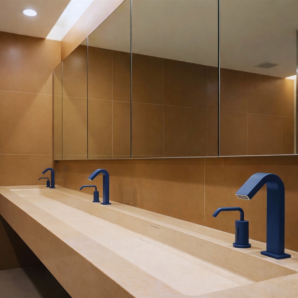 Sloan touchless faucet installed in a high-traffic institutional washroom