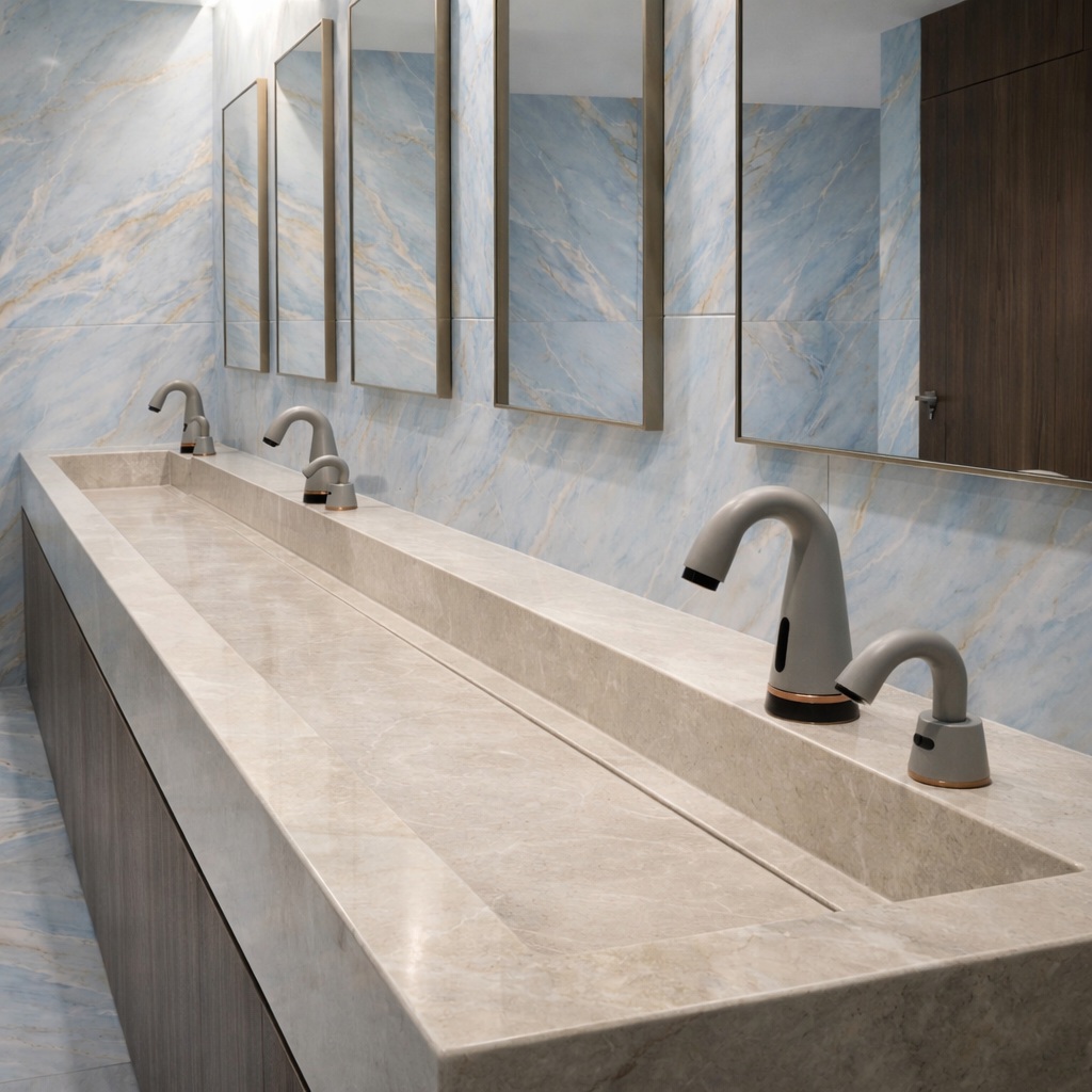 Institutional restroom built for heavy daily traffic and long-term durability