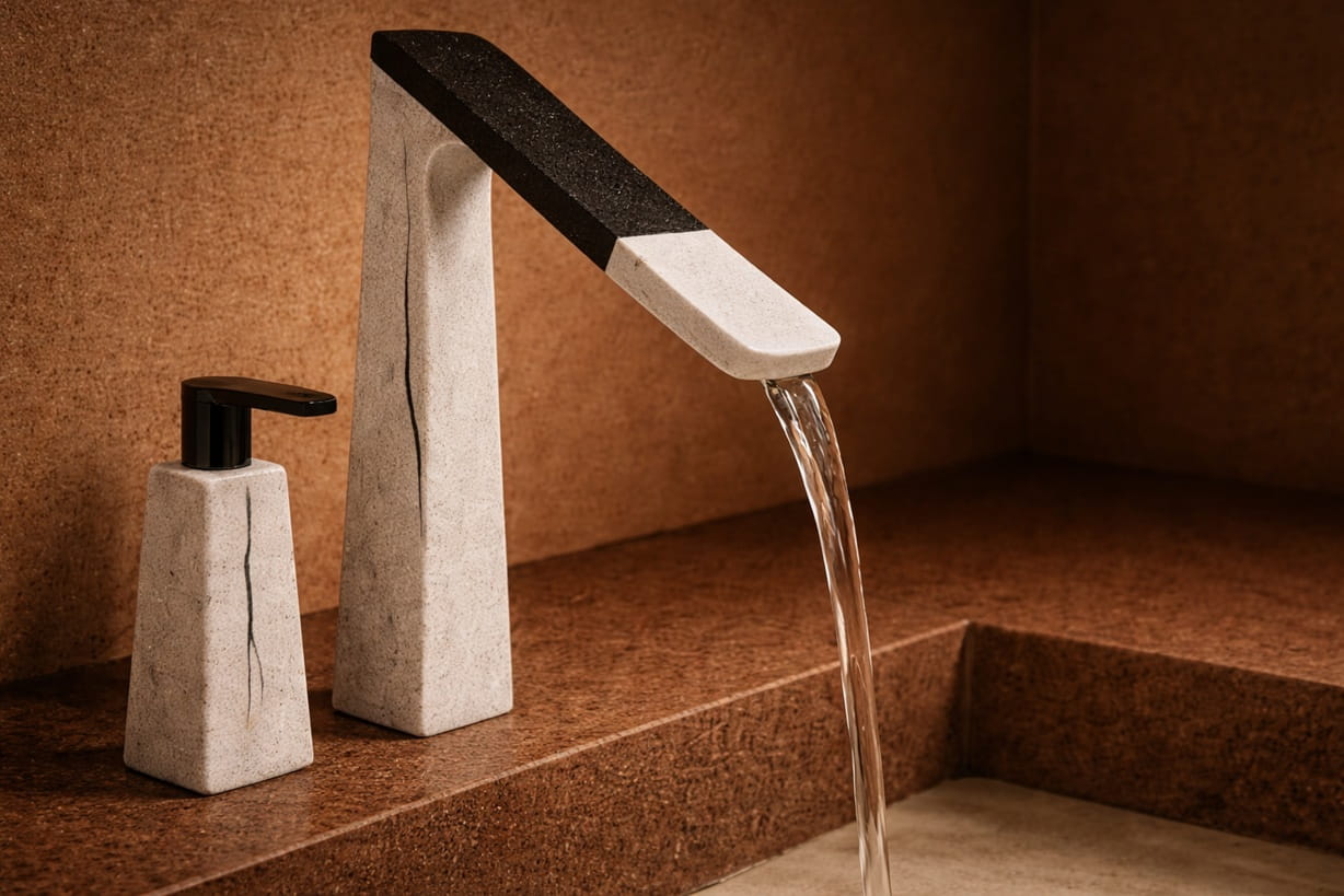 Commercial touchless faucet control box and power connection beneath sink for maintenance access