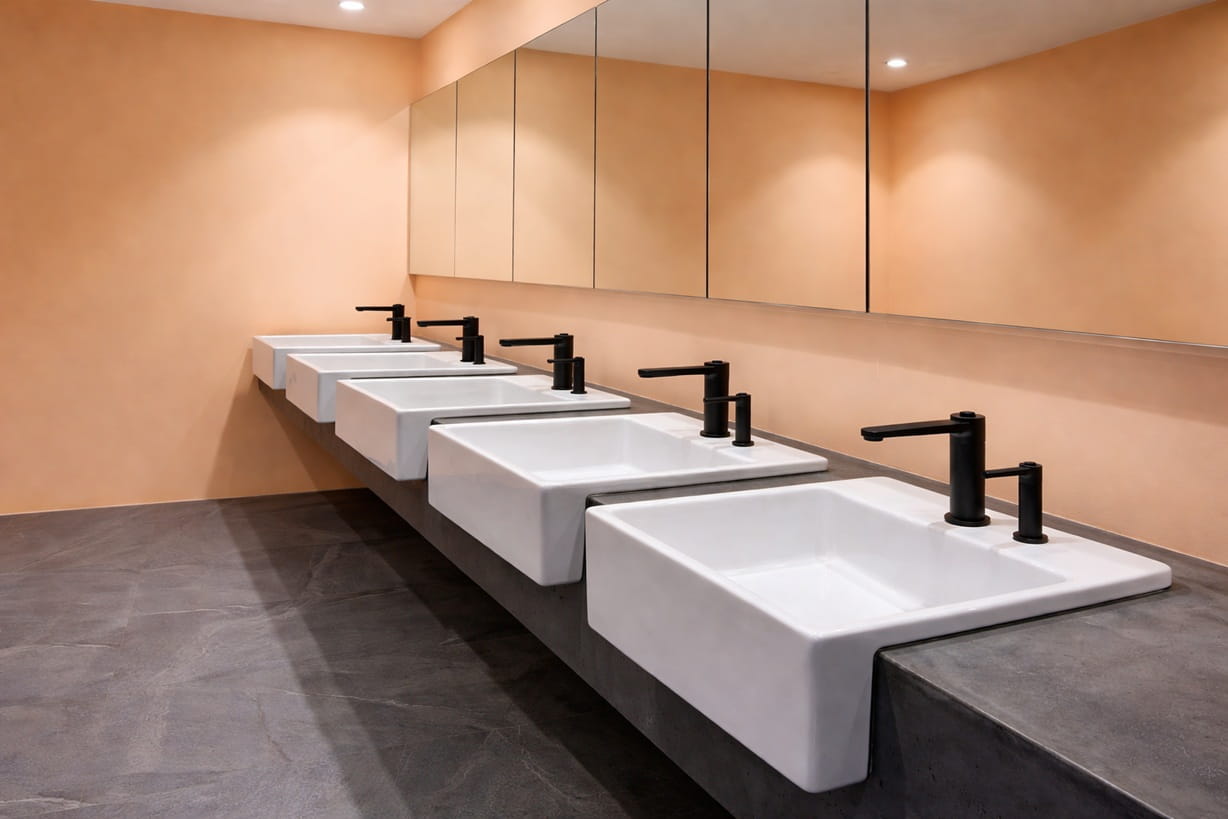 Inconsistent bathroom design elements