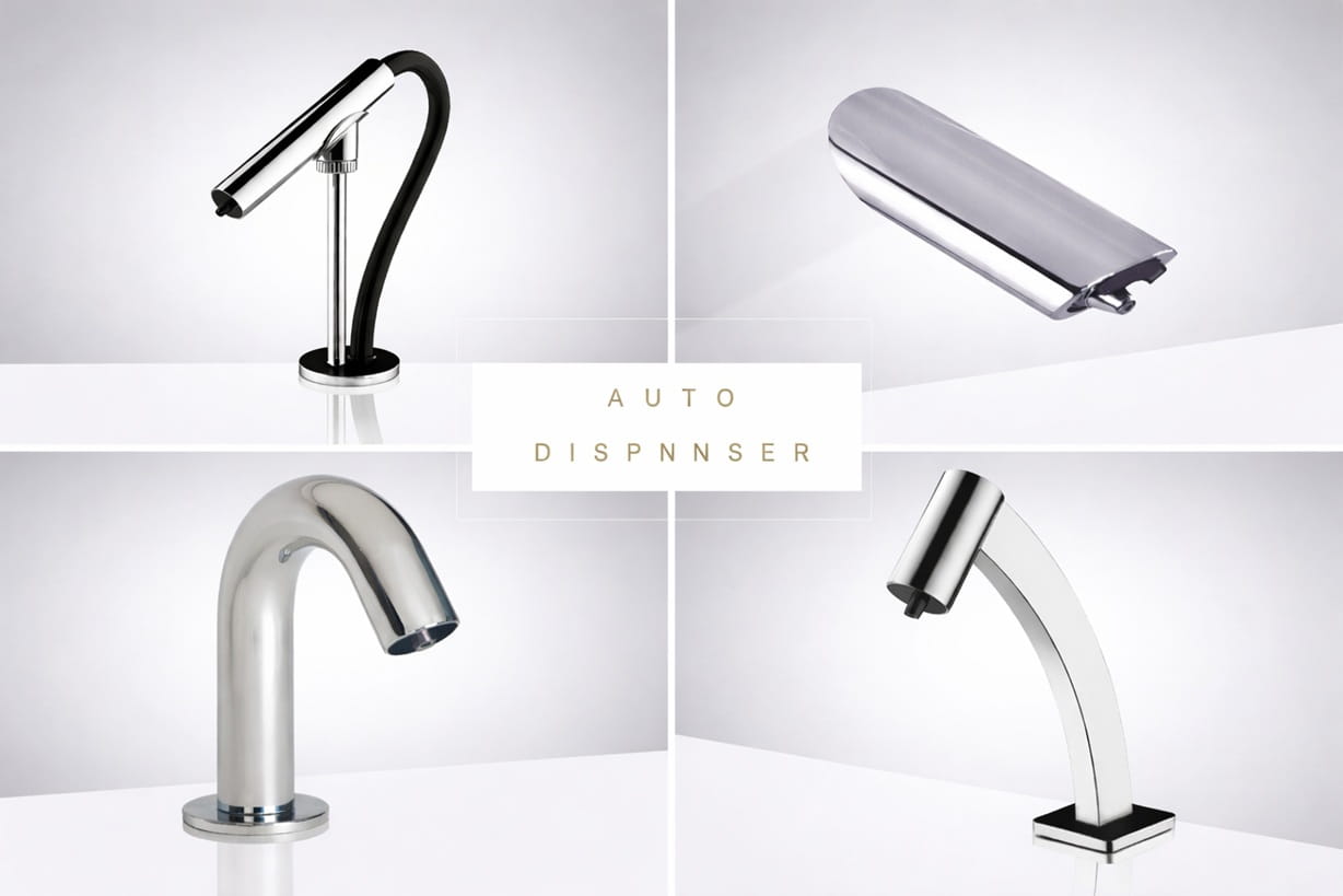 Touchless chrome faucet installation in modern bathroom