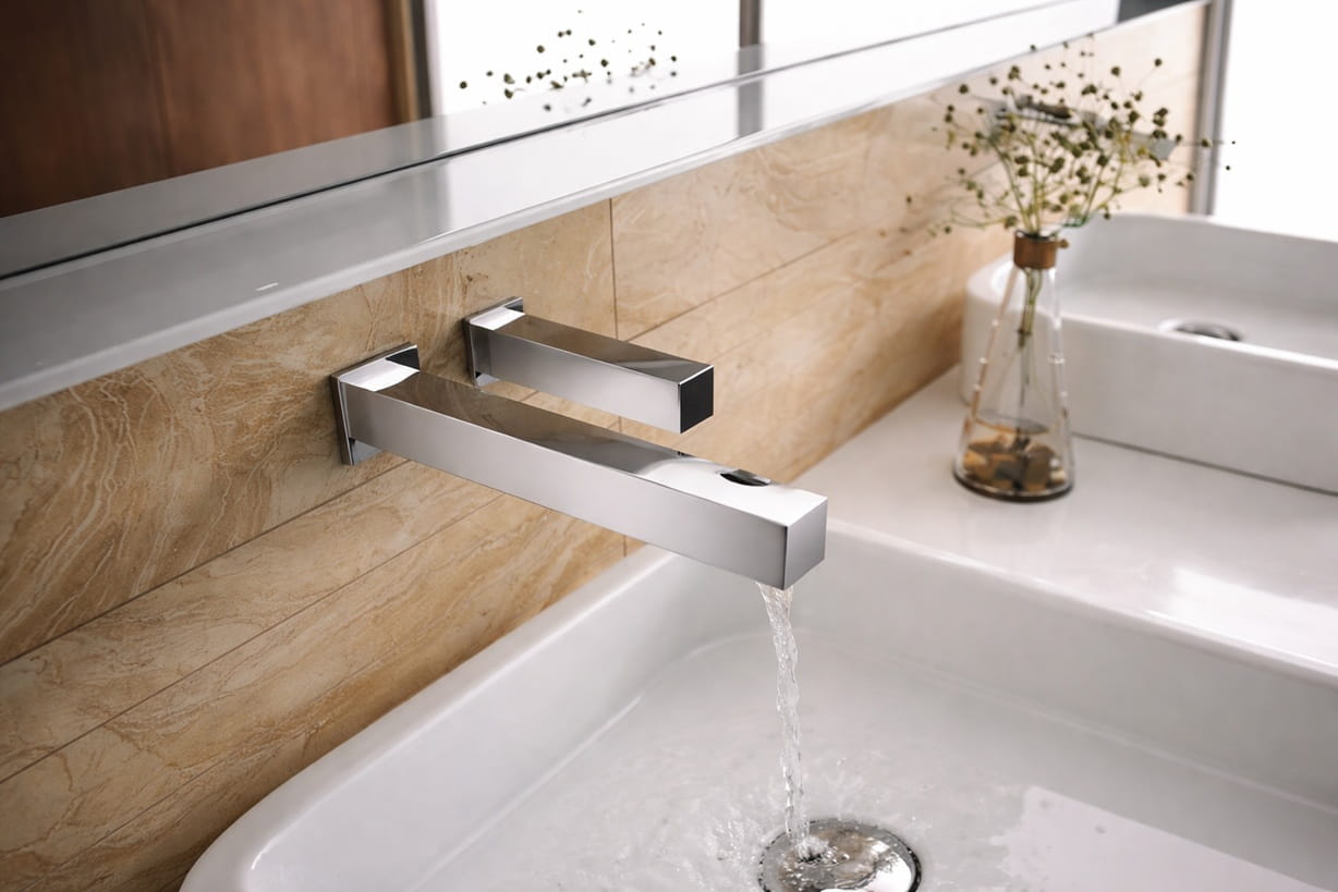 Outdated bathroom faucet in luxury residence