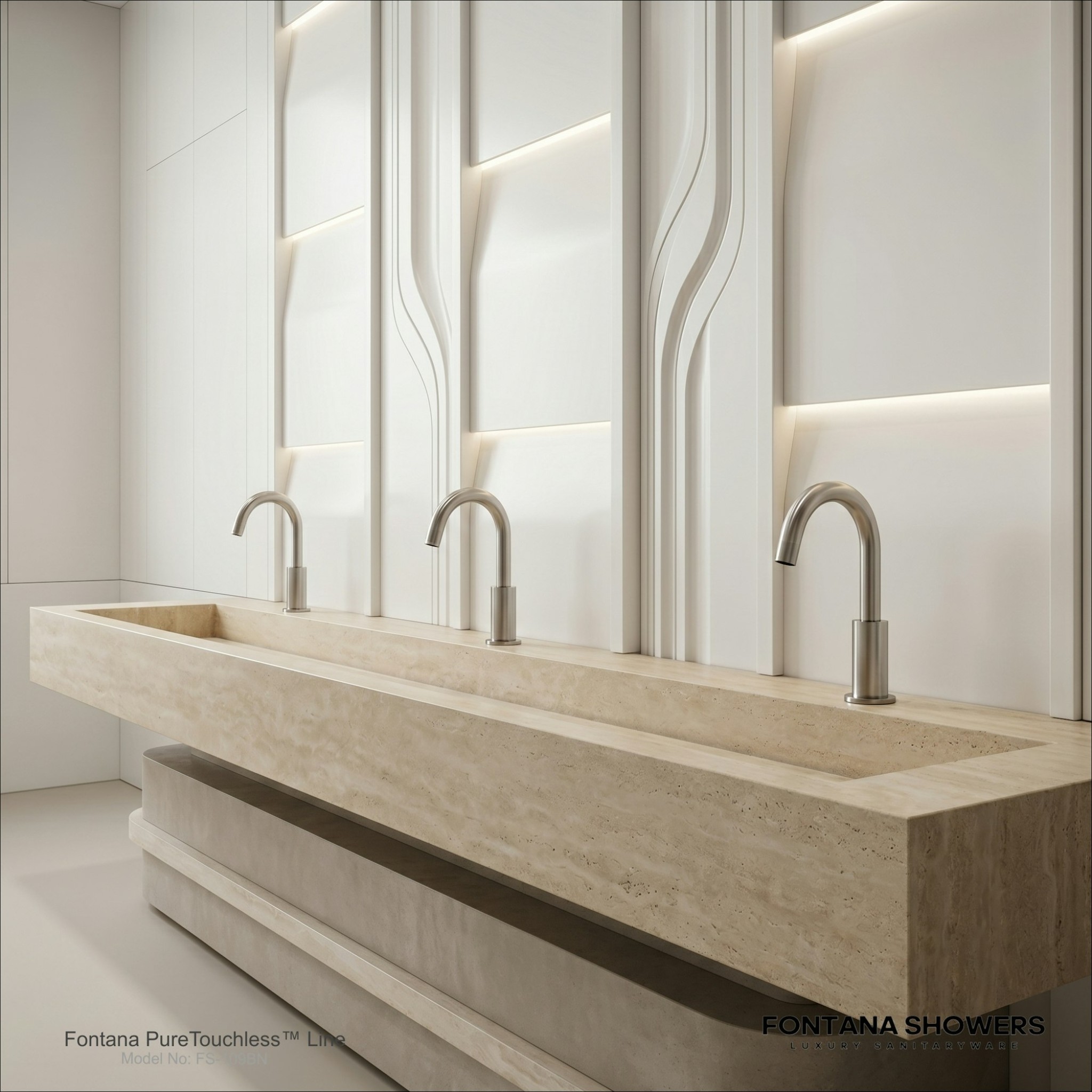 Smart touchless faucet installed in a modern commercial bathroom for hygiene and water efficiency