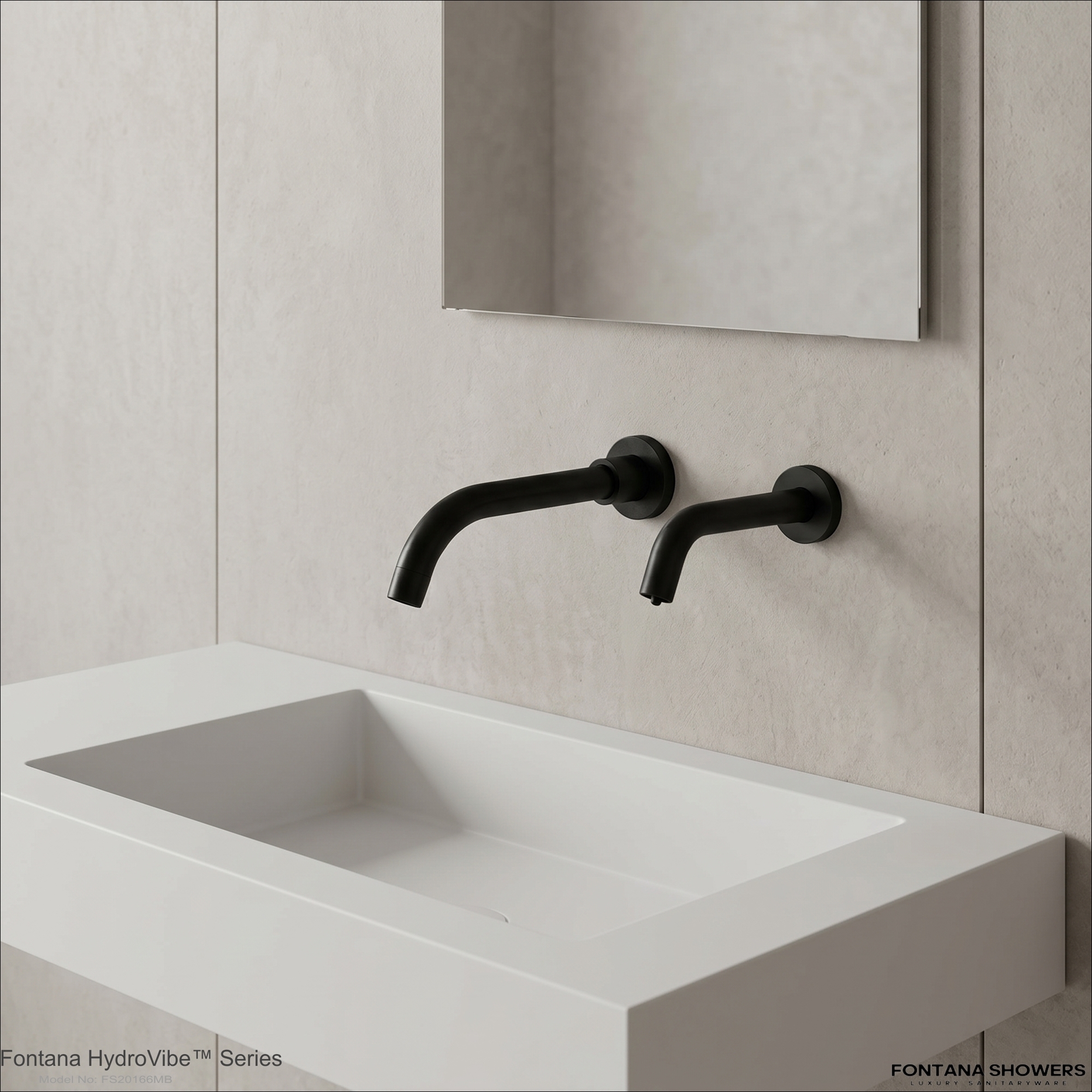 Matte black touchless faucet in a modern commercial washroom setting